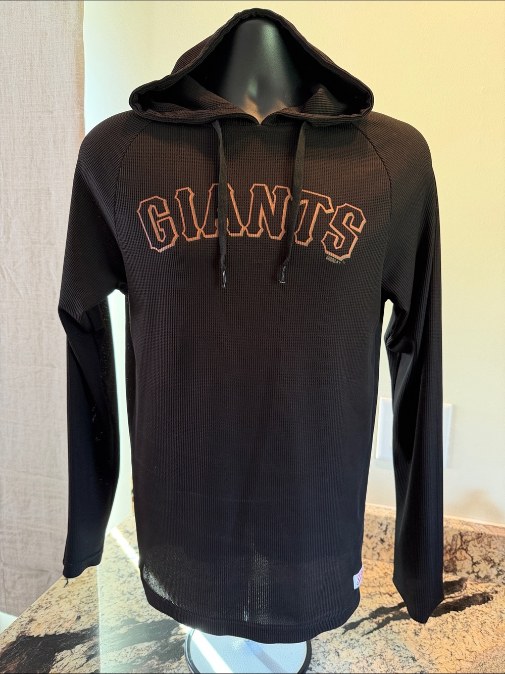 Stitches Black Hooded Thermal Sweater with Orange 'GIANTS' Chest Graphic